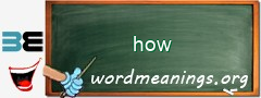 WordMeaning blackboard for how